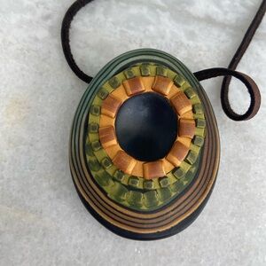 Preowned handmade polymer clay sunflower pendant